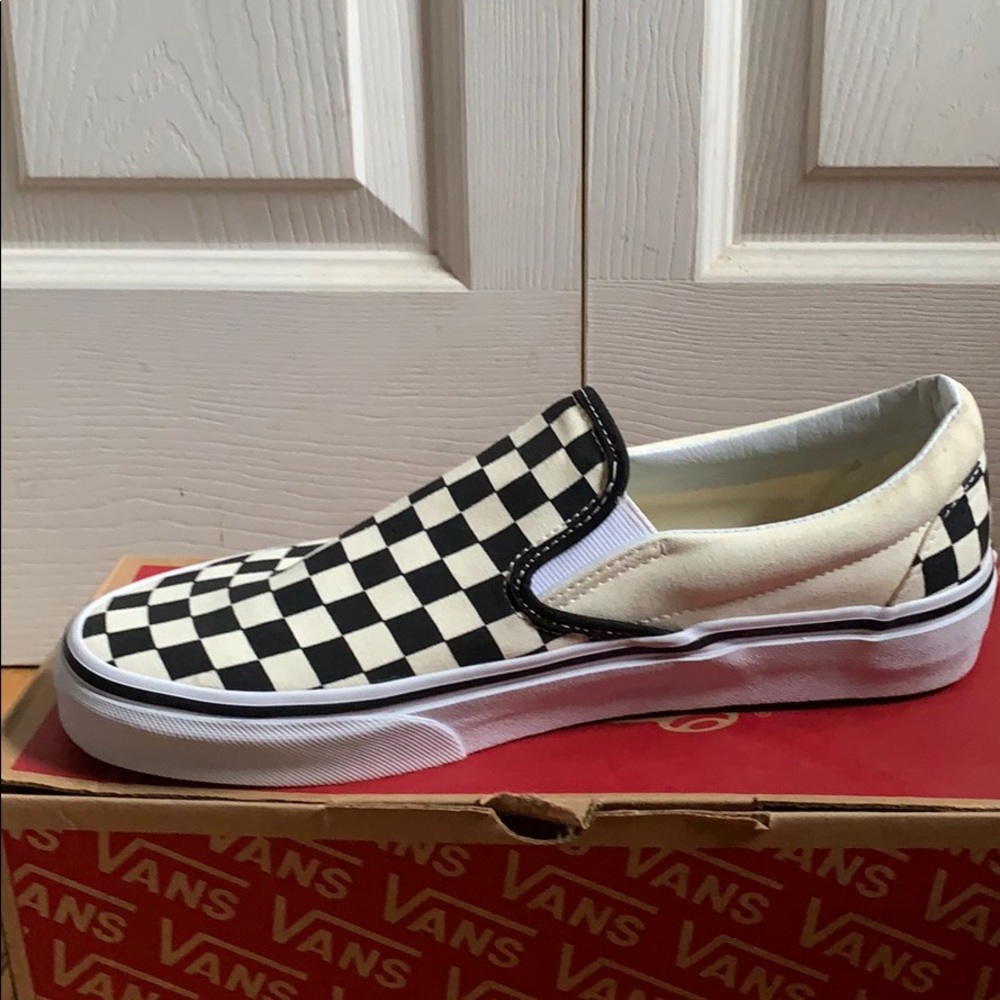 Vans Checkerboard Slip-On Sneakers in Black and White - Picture 5 of 8